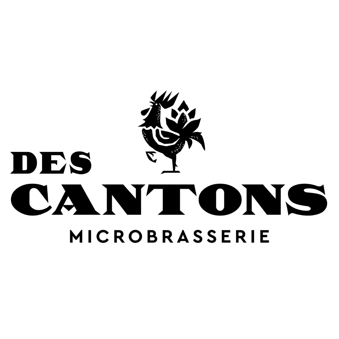 Logo de la microbrasserie des cantons. Ecriture noire avec un coq